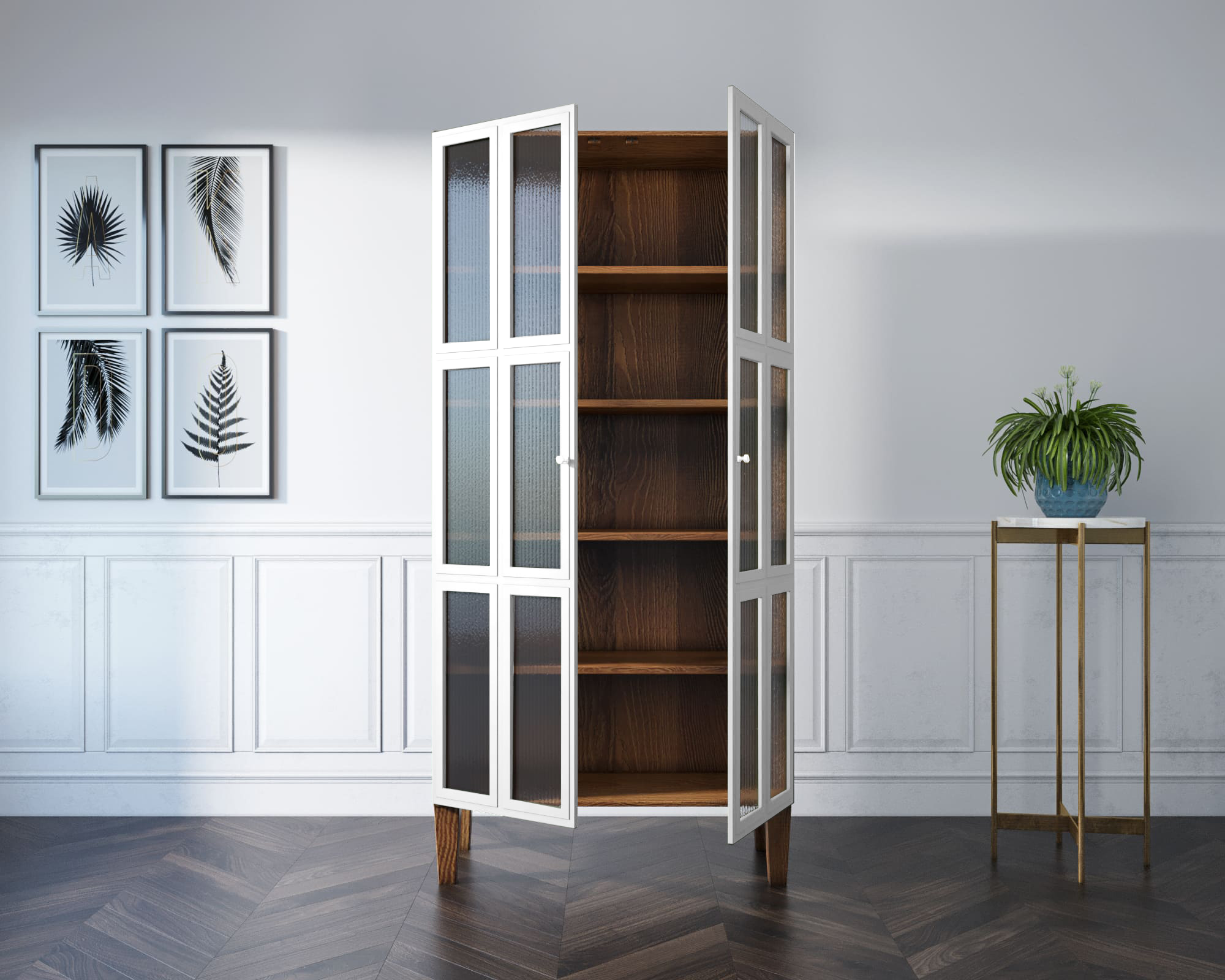 Шкаф двухстворчатый "Andersen" с рифлеными стеклами арт AN12WH
